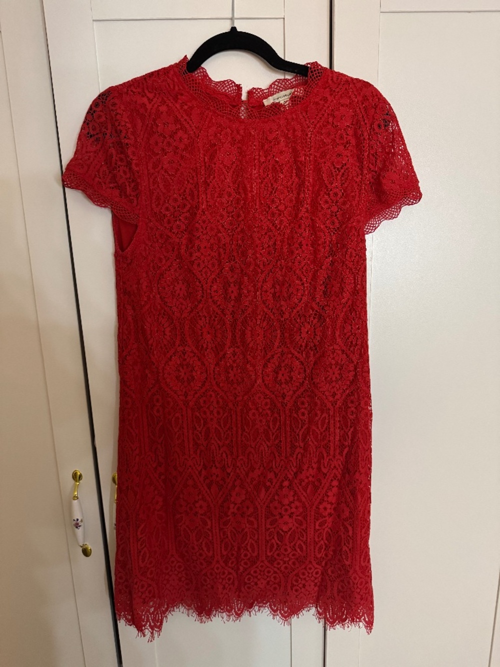 Francesca’s Red Lace Mini Dress Size M Short Sleeve